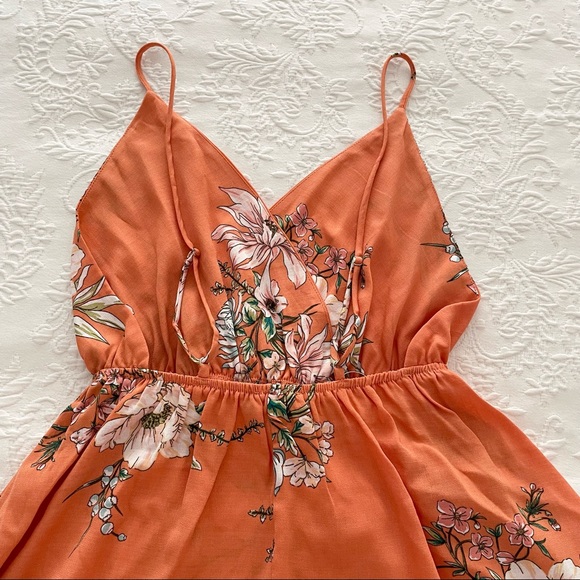 NWOT Lulus Endless Vacay Orange Floral Print Surplice Maxi Dress - Picture 5 of 9